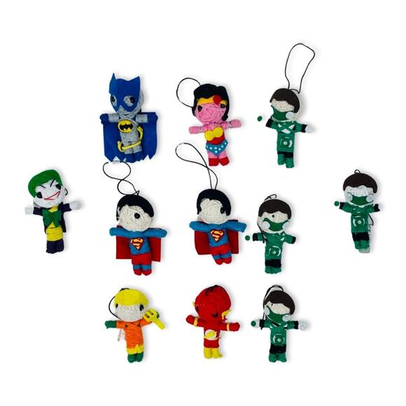 DC Superhero String Doll Keychain Bundle 11pc | Party Favors NWOT - Picture 1 of 9